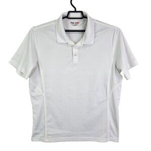 Mens Fila Sports White Golf Polo Shirt Short Sleeve Athletic Fit Polyester XL